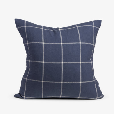 Blue & White Square Stripe Cushion Cover 50x50cm Front