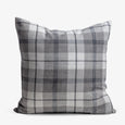 Grey Tartan Cushion Cover With Flax Back Front