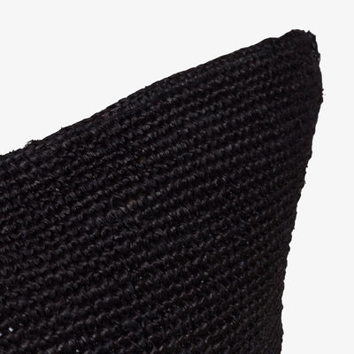 Madagascar Black Raffia Cushion Cover Detail
