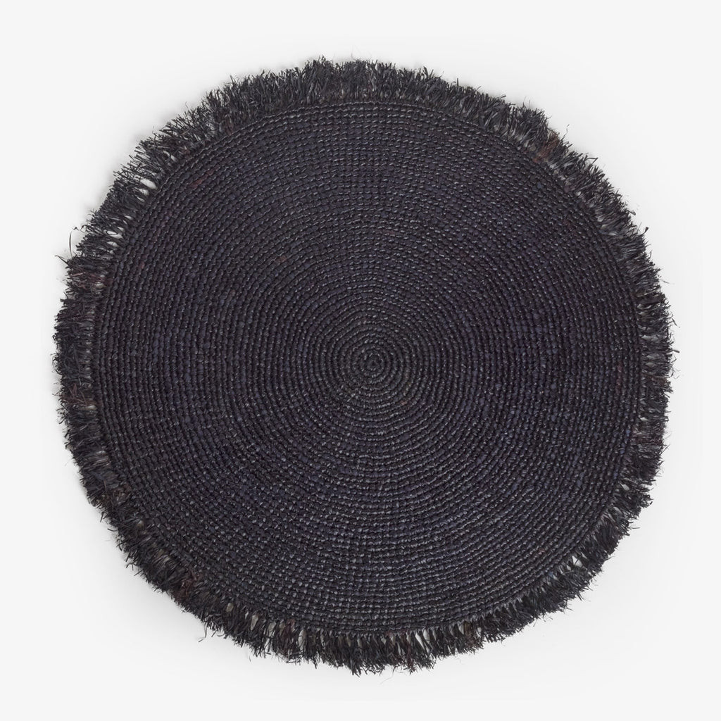 Madagascar Raffia Crochet Round Placemat Black