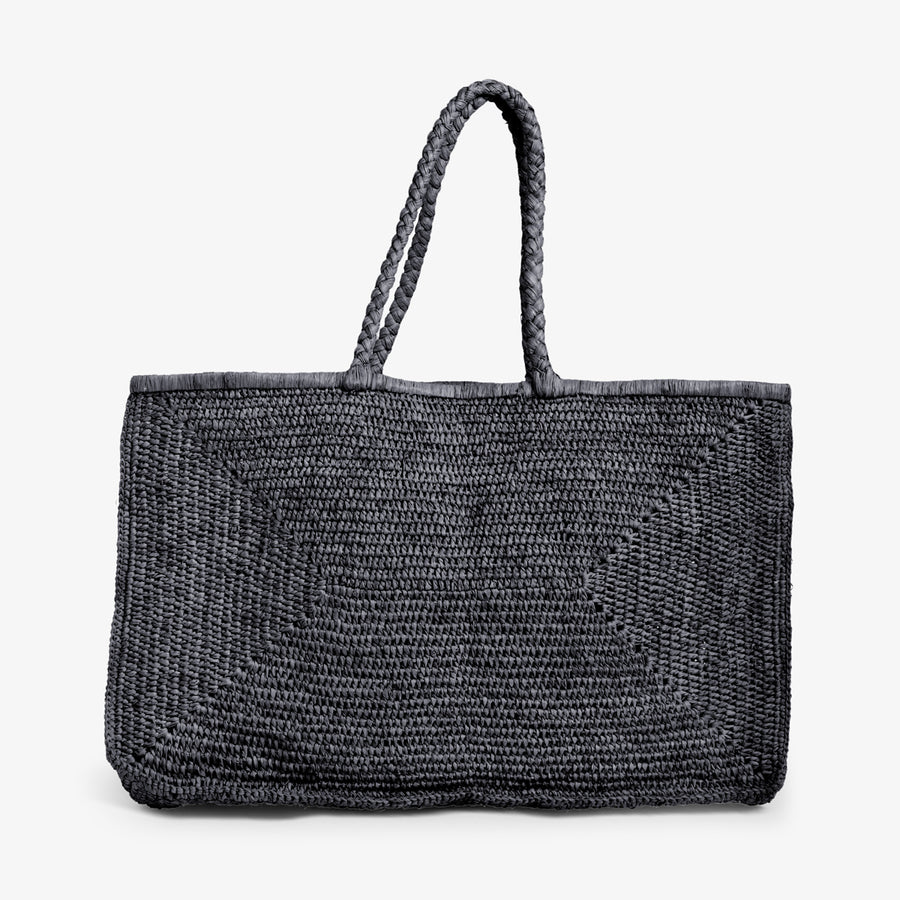 Madagascar Black Raffia Bag