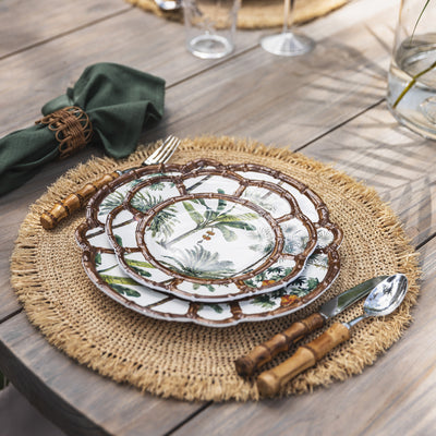 Melamine Palm Dinner Setting Styled With Raffia Placemat