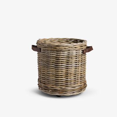 Rattan Log Baskets Grey Small