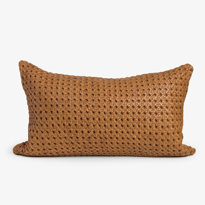 Tan Leather Cushion Cover Rectangular Front
