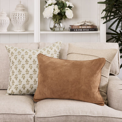 Suede Cushion Cover Tan Rectangular Styled AS Group