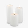 Nordic White Lux Flameless Smooth Candles 8cm Wide Grouped Grouped