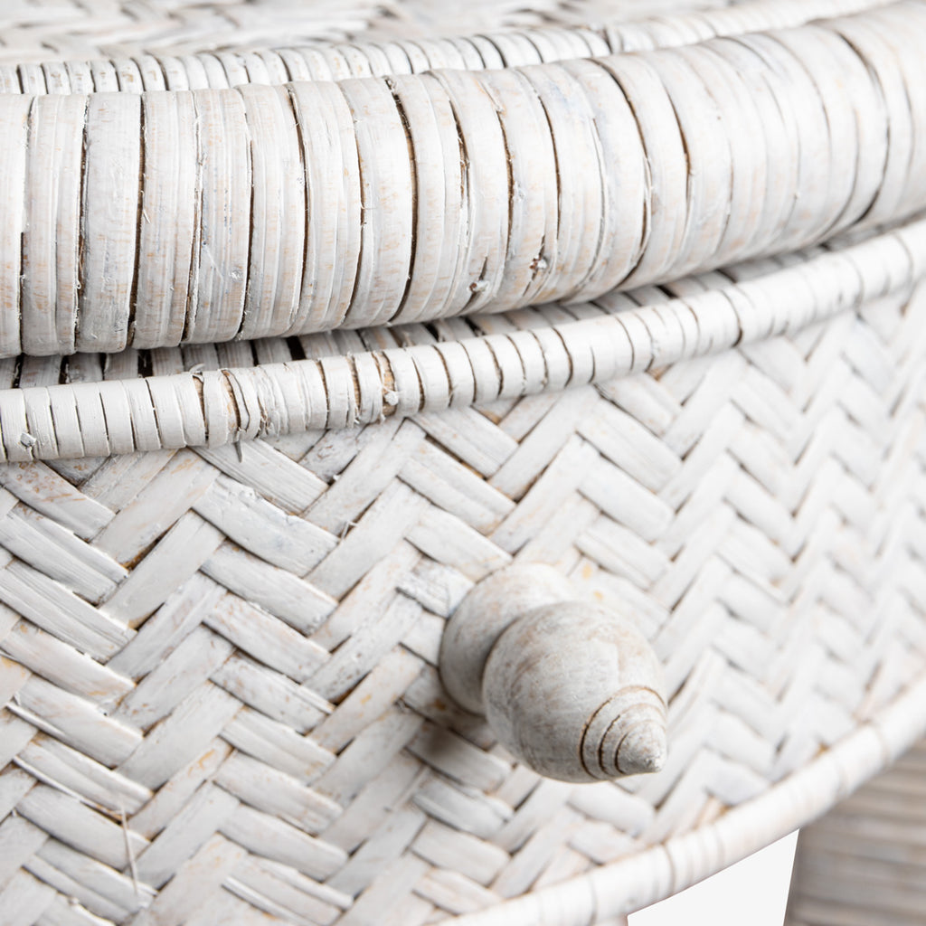 White Round Ridged Side Table