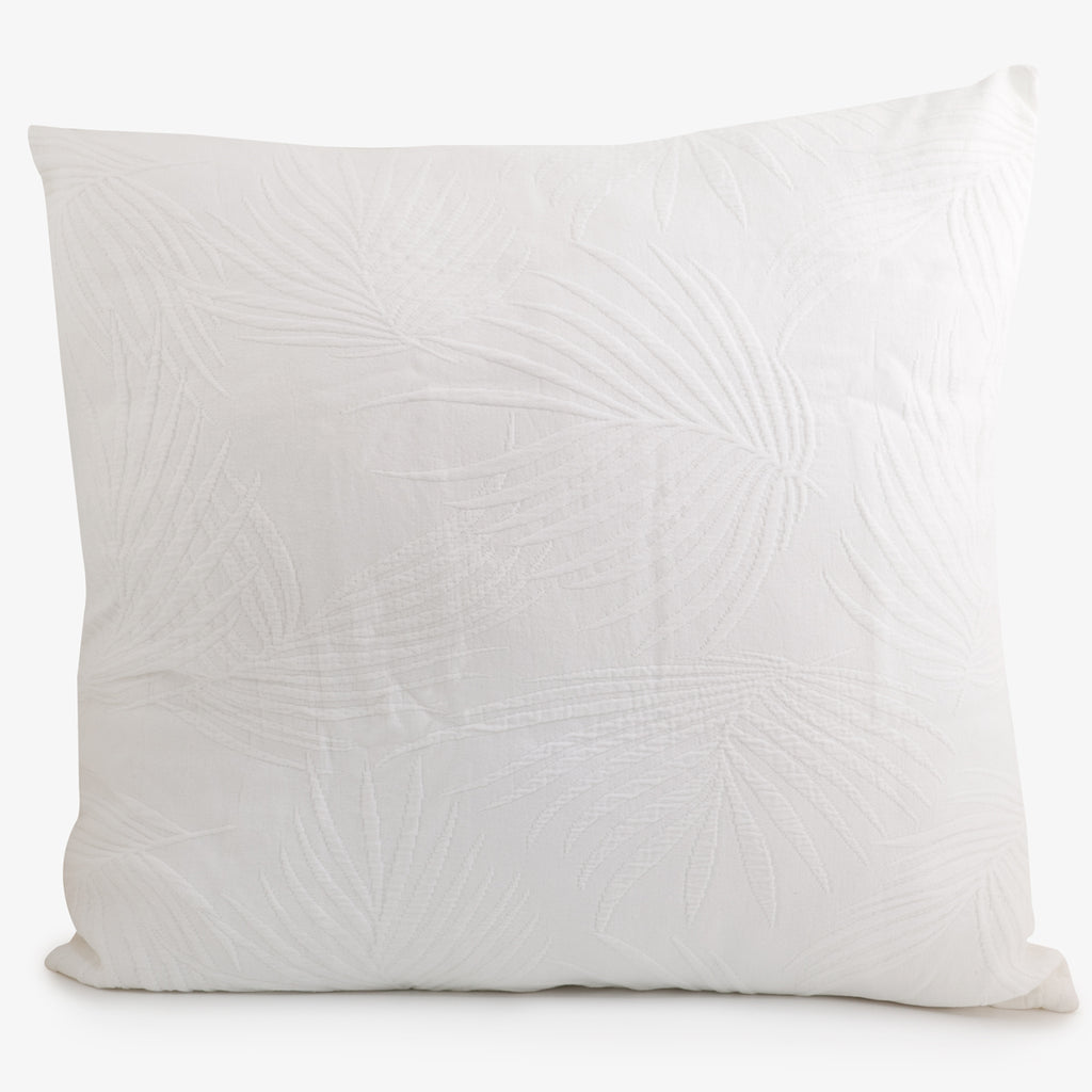 Palm Leaf Euro Cushion Cover White 65x65cm