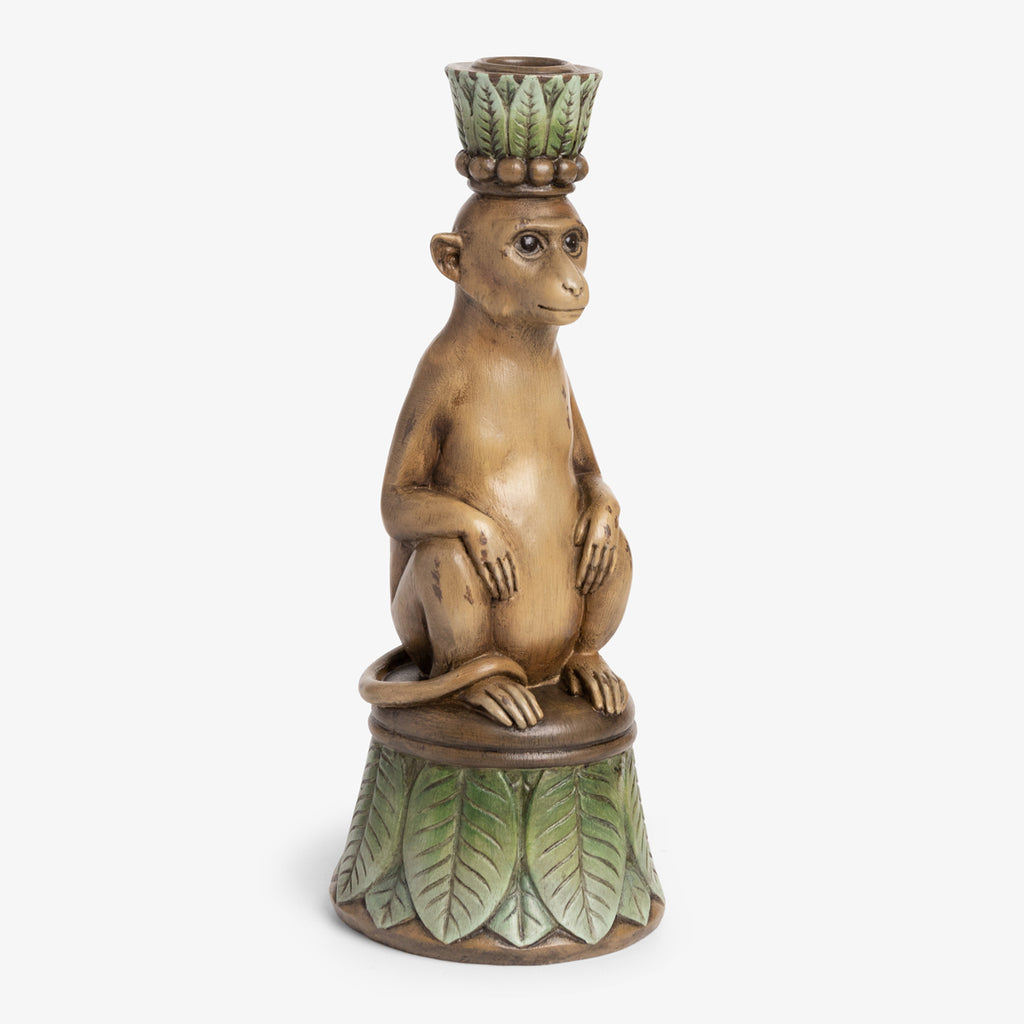Monkey With Crown Candle Holder
