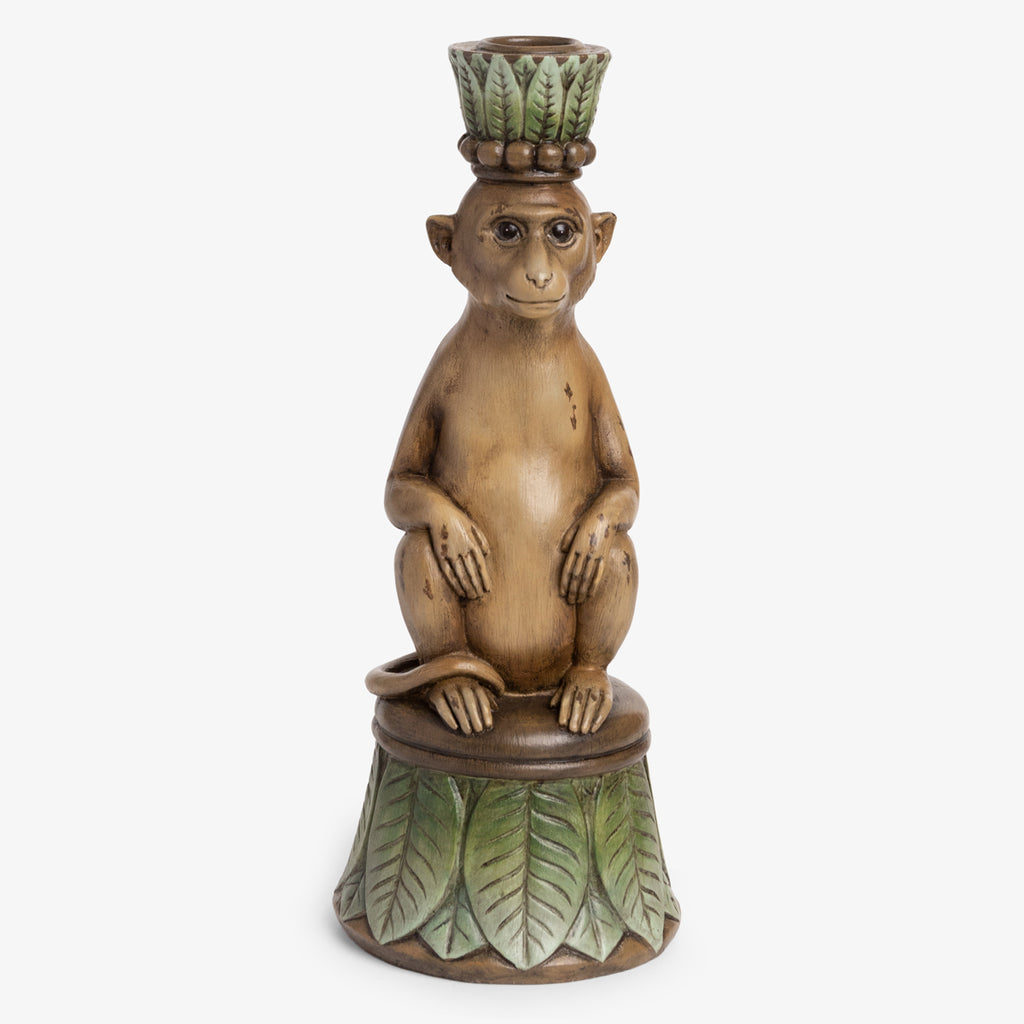 Monkey With Crown Candle Holder