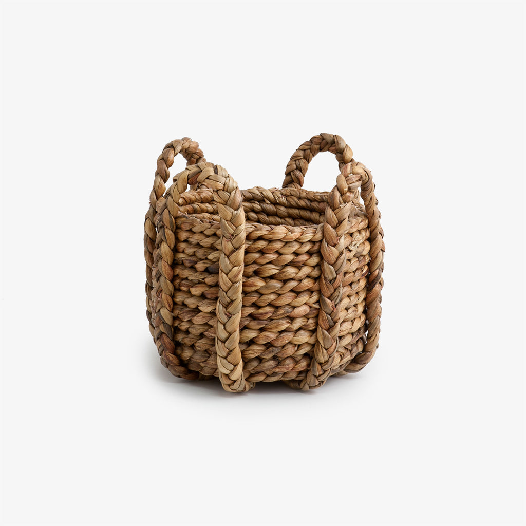Water Hyacinth Baskets With Handles Round