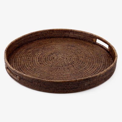 Rattan Tray Round Brown Large