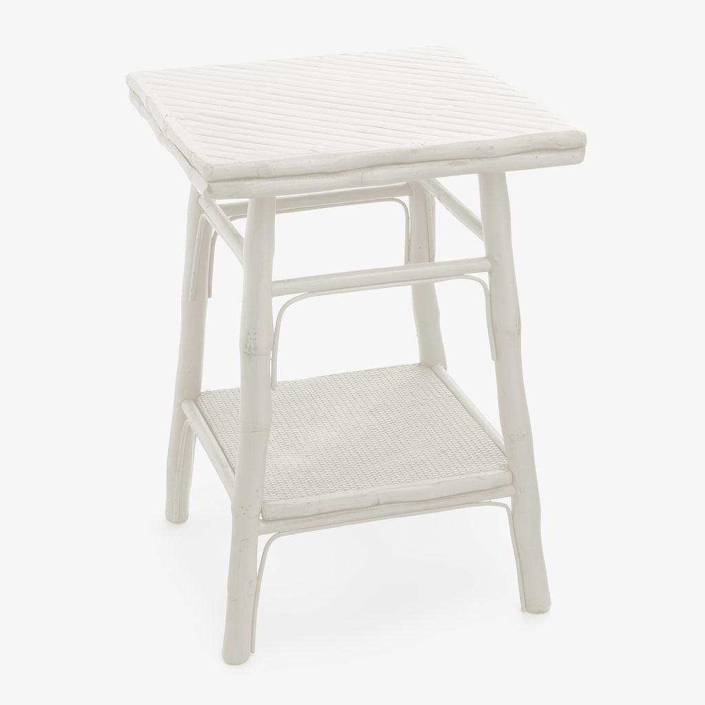 Bamboo Side Table White