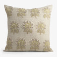 Embroidered Flowers On Natural Cushion 50 x 50cm Front