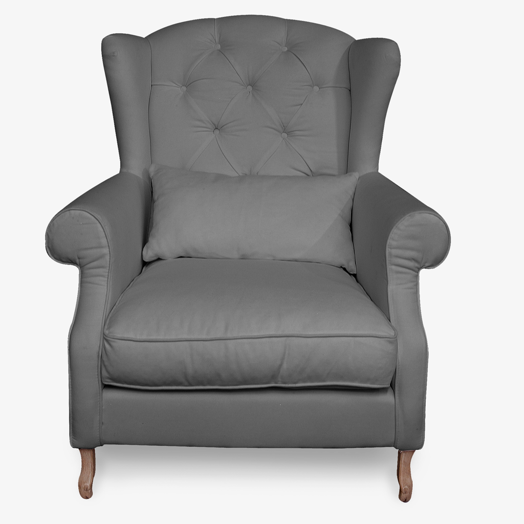 Emerson Wingback Chair Grey Linen