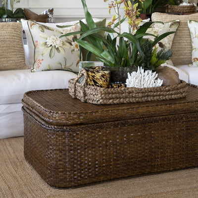 Rattan Coffee Table Chest Brown British Colonial