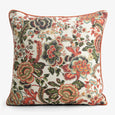 Sara Autumn Floral With Flax Back & Rust Piping Cushion 50 x 50cm Front