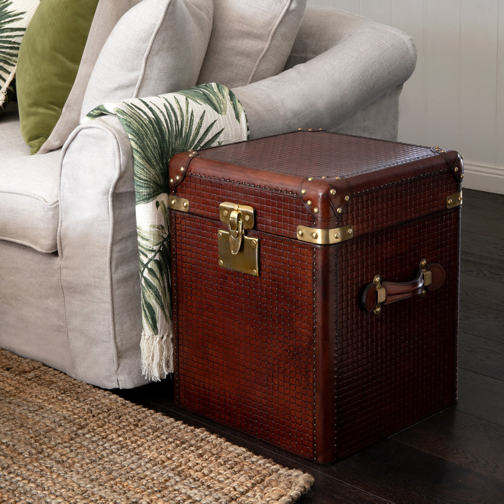Leather Trunk Side Table