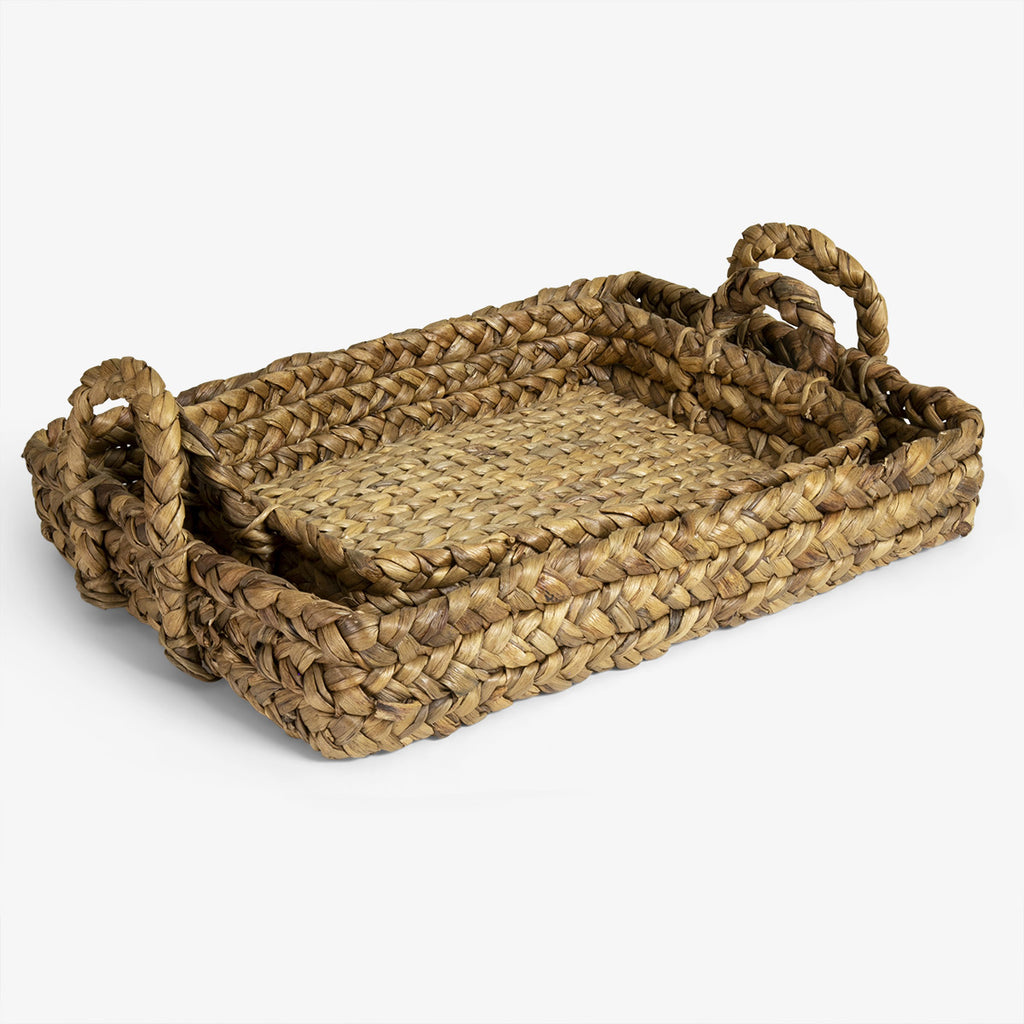 Water Hyacinth Trays With Handles Rectangular