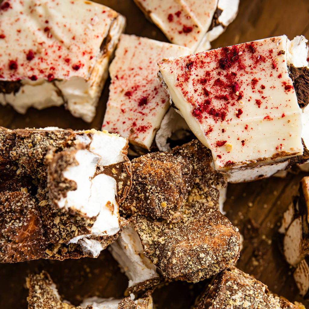 Rocky Road (Dark Chocolate Pudding) Styled Close Up