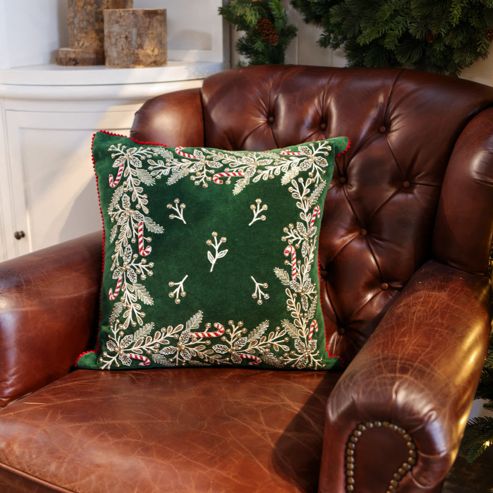 holly-candy-cane-christmas-cushion-cover styled