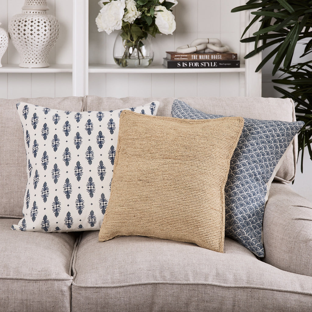 Ananas Linen Cushion Cover Ocean Midnight Styled As Group