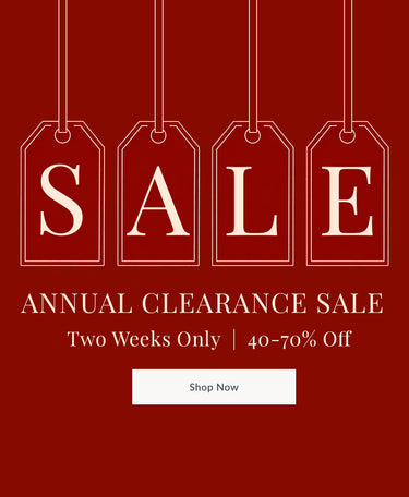 Annual clearance sale advertisement with 'SALE' text on red background