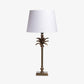 Antique Brass Palm Lamp With White Shade