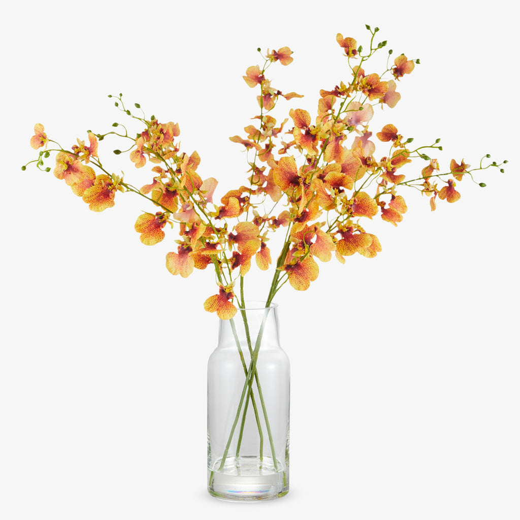 Artificial Rogue Dancing Orchids in Vase Orange 67cm Front