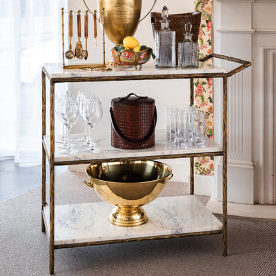 Ashton Marble Bar Cart (Antique Brass) Styled