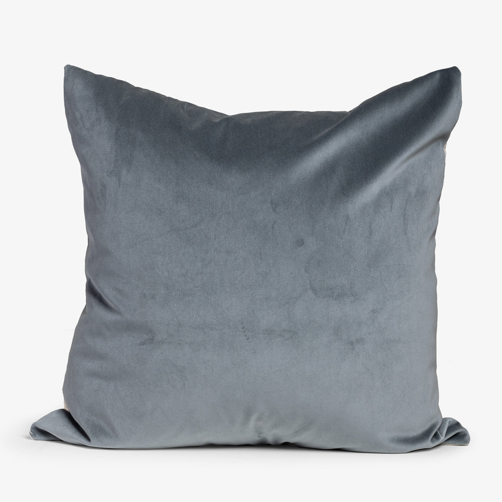 Azure Velvet With Oatmeal Back Cushion Cover Front