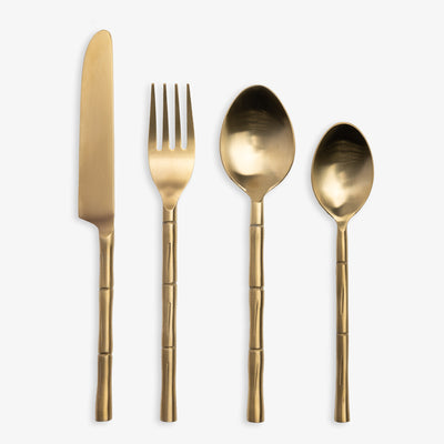 Bamboo Cutlery Set Of 16 Gold Front
