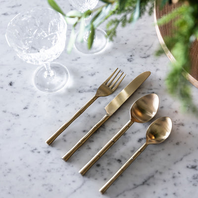 Bamboo Cutlery Set Of 16 Gold Styled