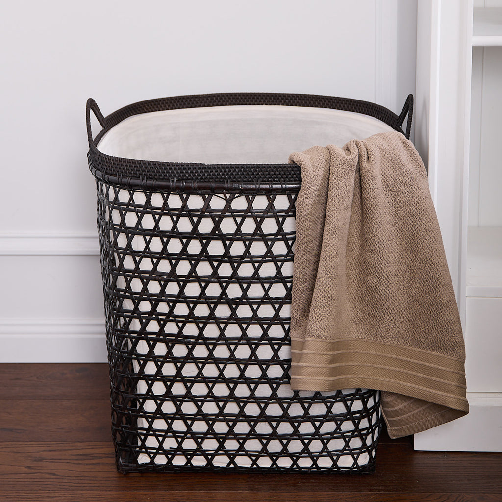 Rattan Banyan Laundry Basket Black Espresso Styled