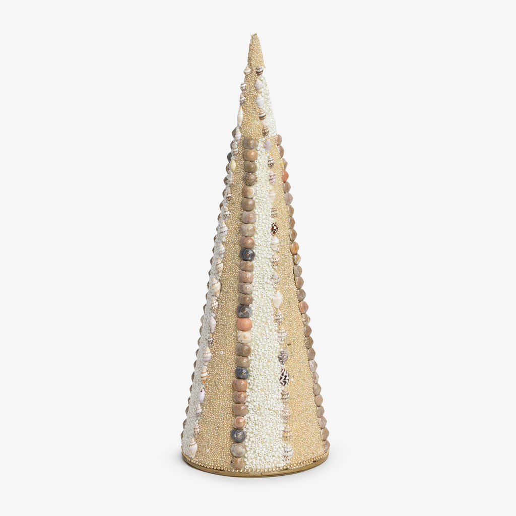 Bead & Shell Cone Tree Decoration Front