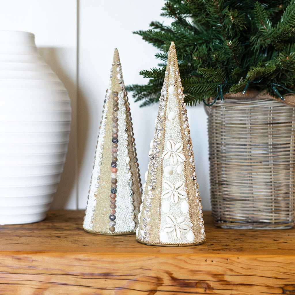 Bead Snowflake Cone Tree Decoration Styled