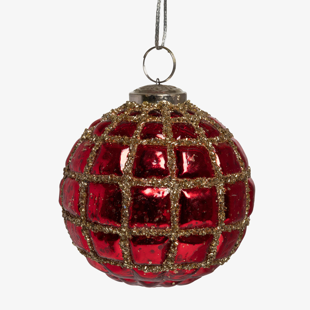 Beaded Bauble Red & Gold