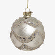 Beaded Glass Bauble Sets White & Gold Front