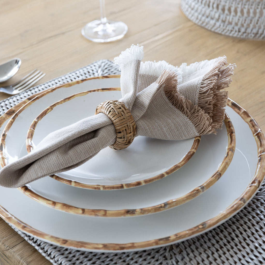 Fringed Napkin Beige Styled