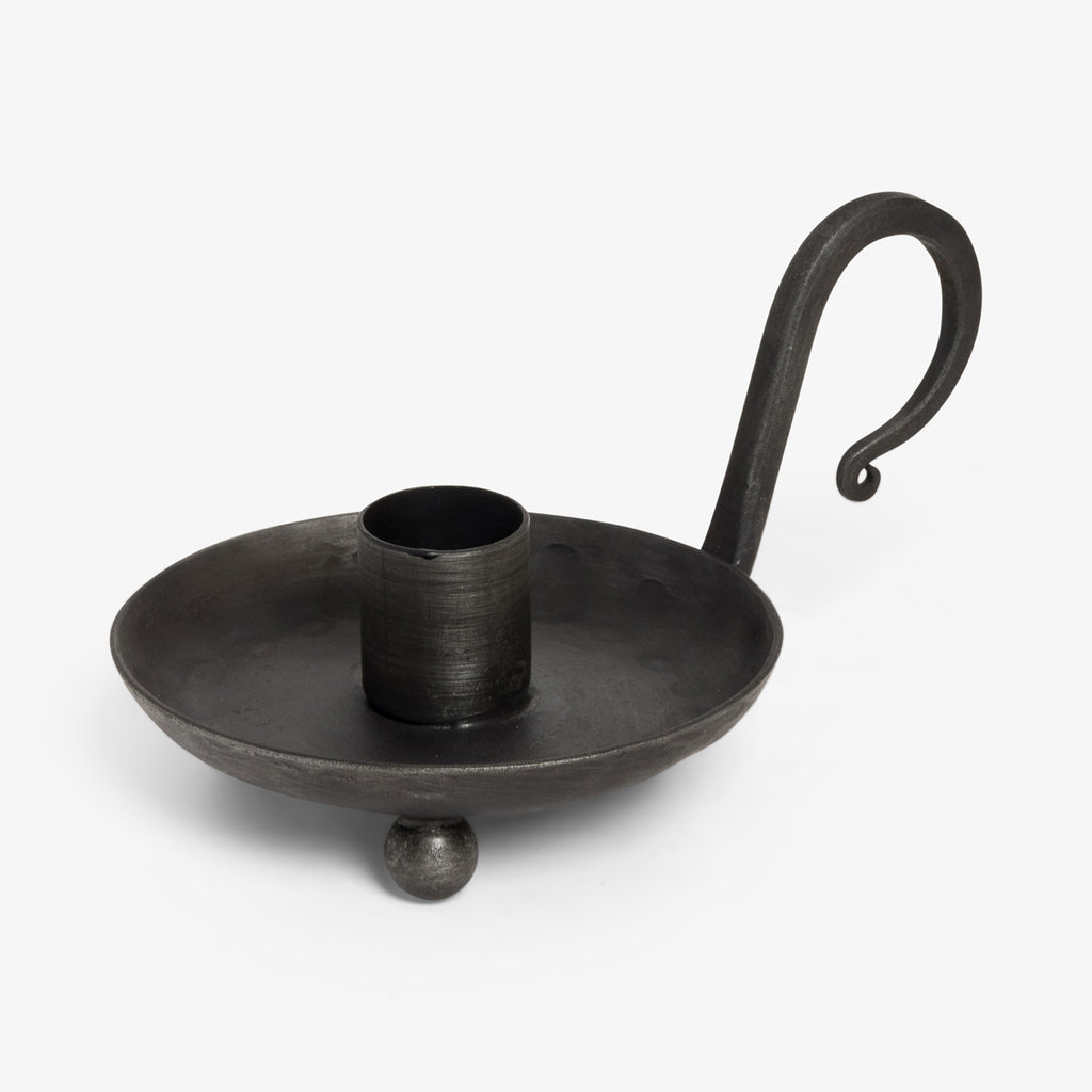 Iron Candlestick Holder With Handle Black 9cm