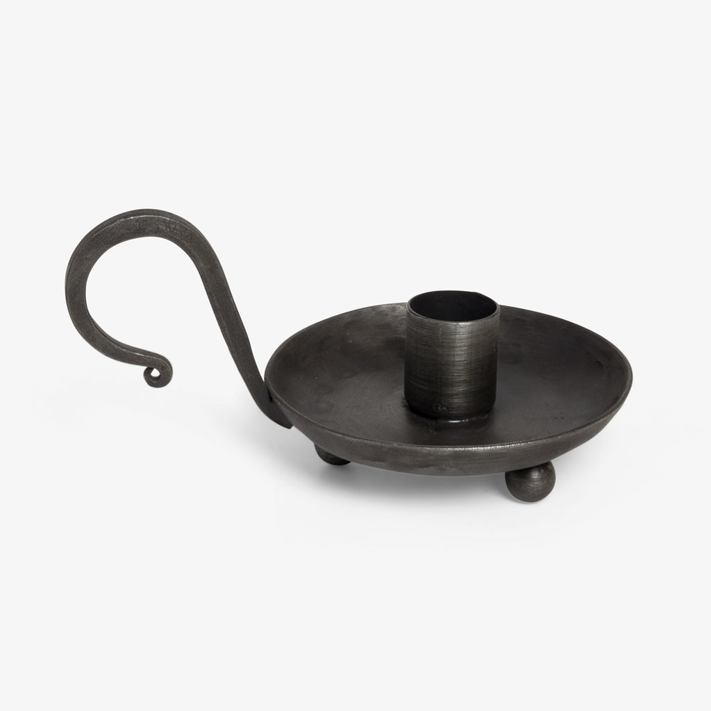 Iron Candlestick Holder With Handle Black 9cm