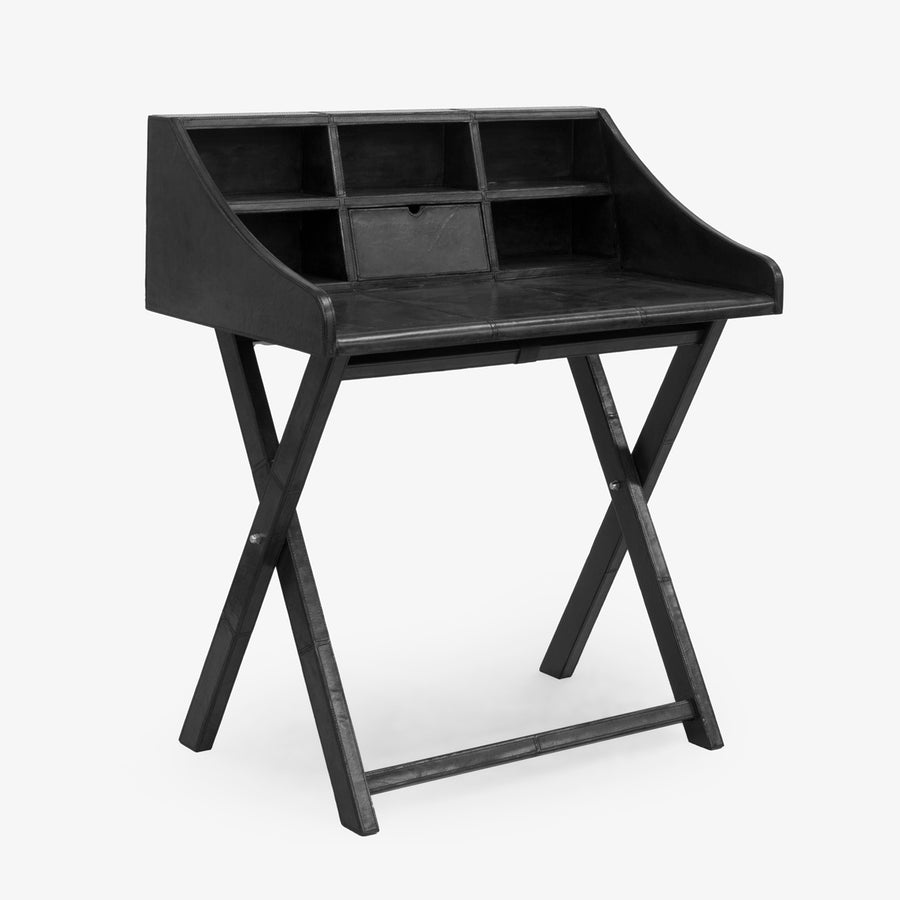 Black Leather Writing Desk Front