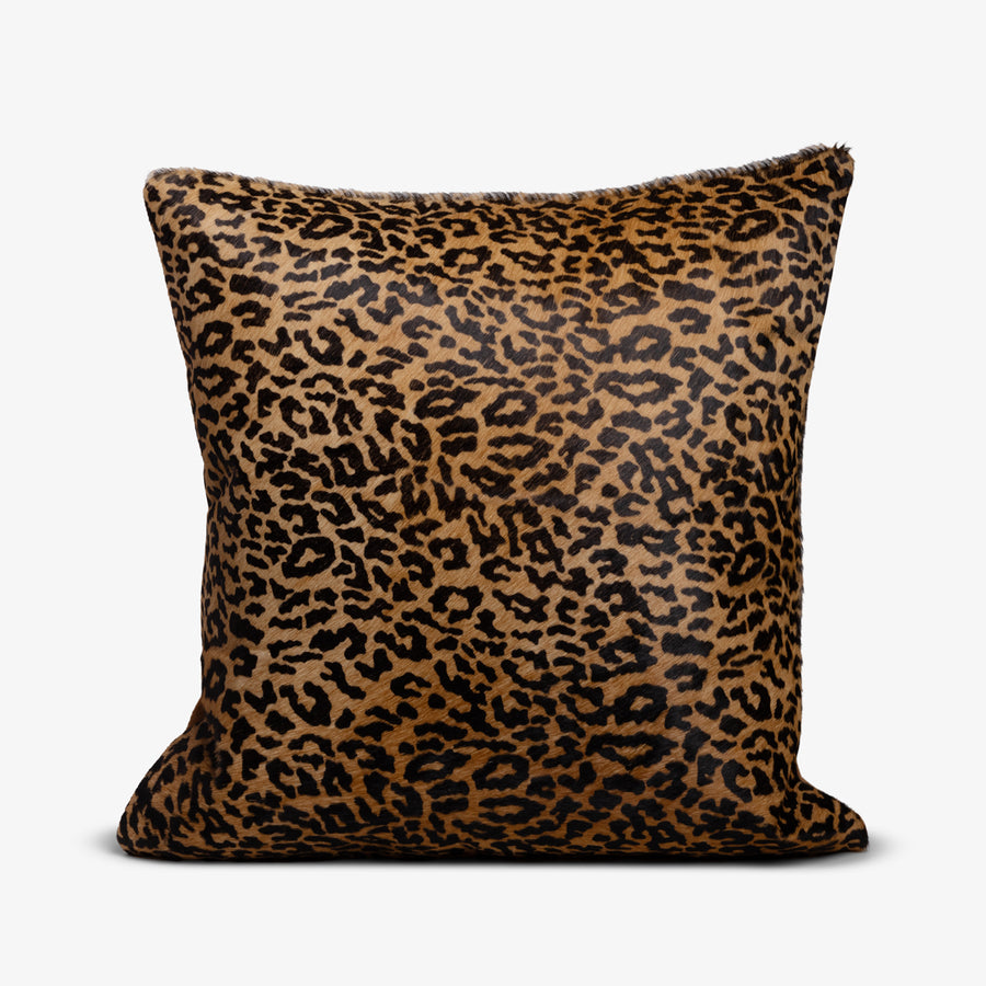 Black Leopard Print Suede Back 45x45cm Cushion Cover Front