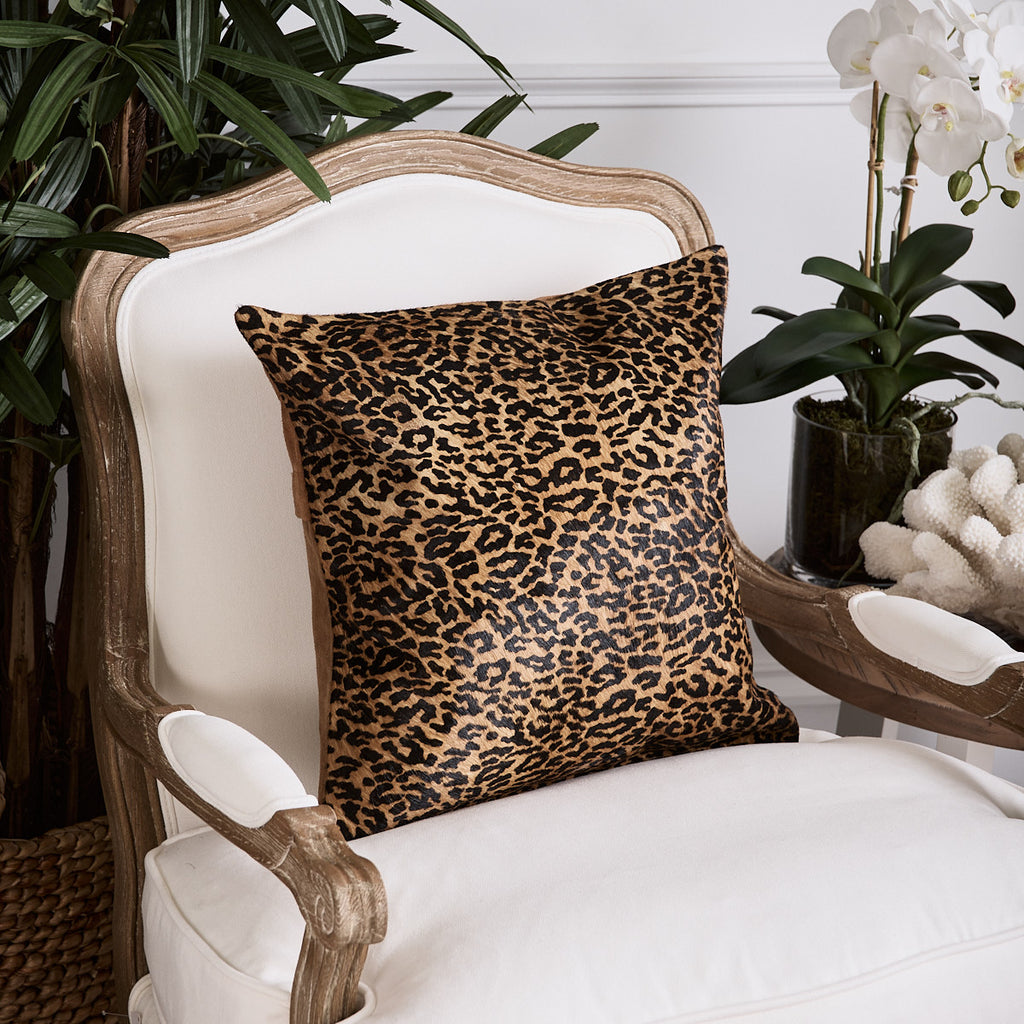 Leopard Print Suede Cushion Cover Black Styled