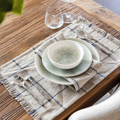 Blue Square Fringe Placemat Styled