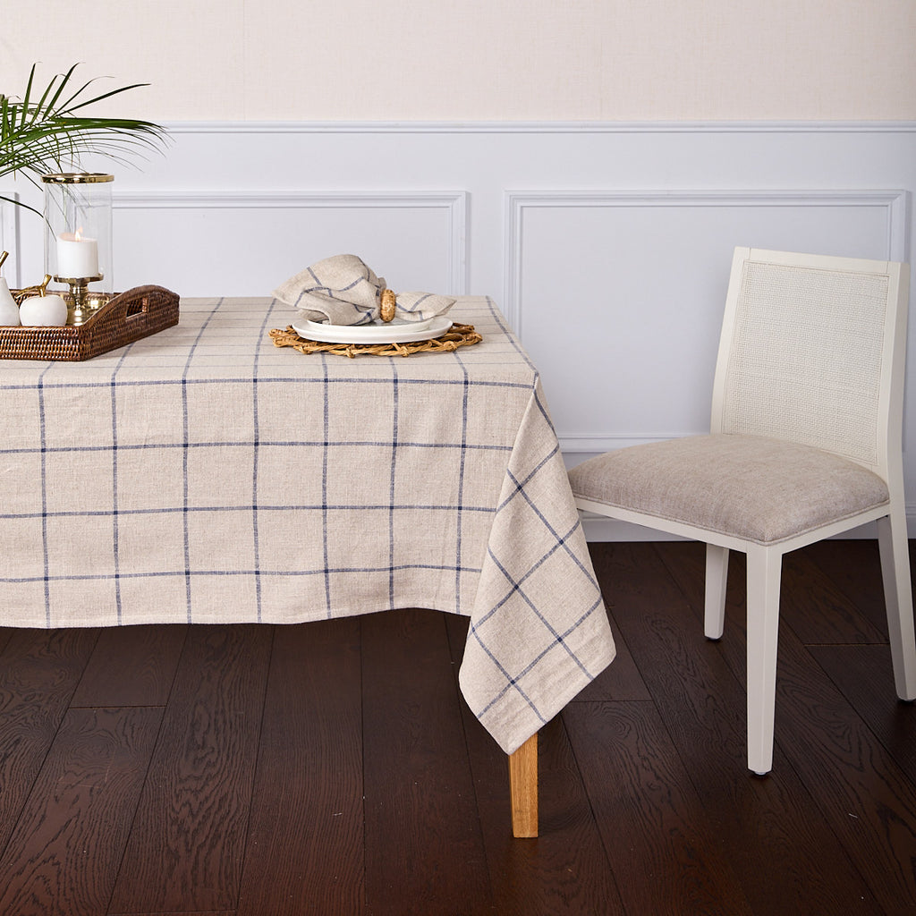 Blue Square Tablecloths Styled. With Chair