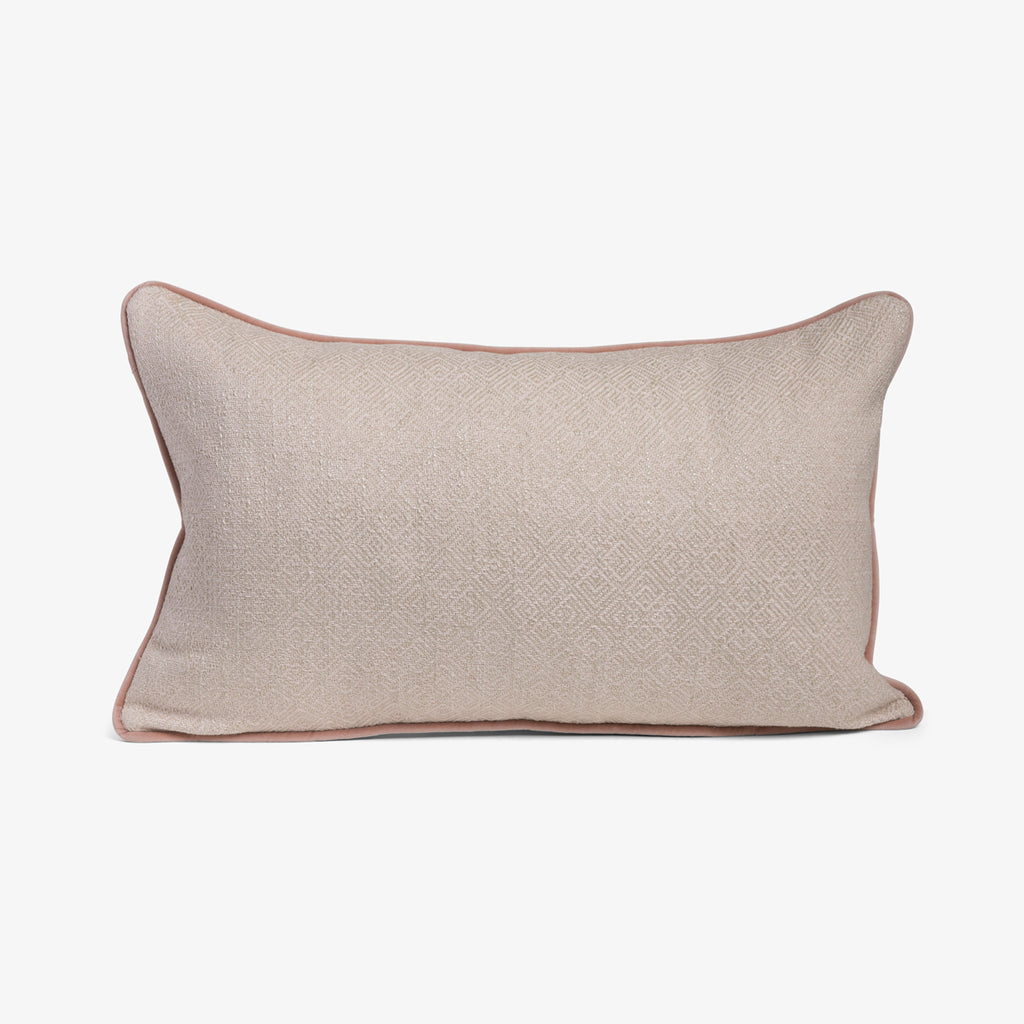 Blush Herringbone Cushion Cover With Off White Back Rectangular