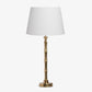 Bamboo Lamp (Brass) With White Linen Shade