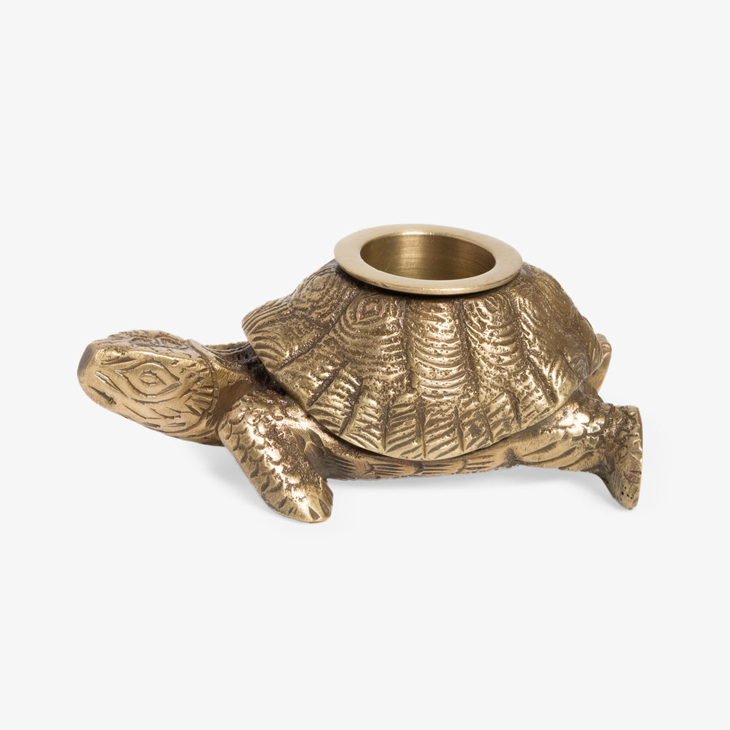 Turtle Candlestick Holder Brass