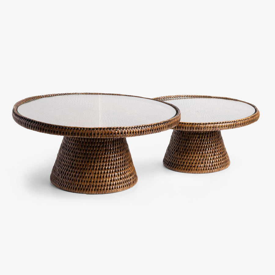 Brown Rattan Cake Stands Front